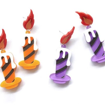 Candle Purple & Orange earrings