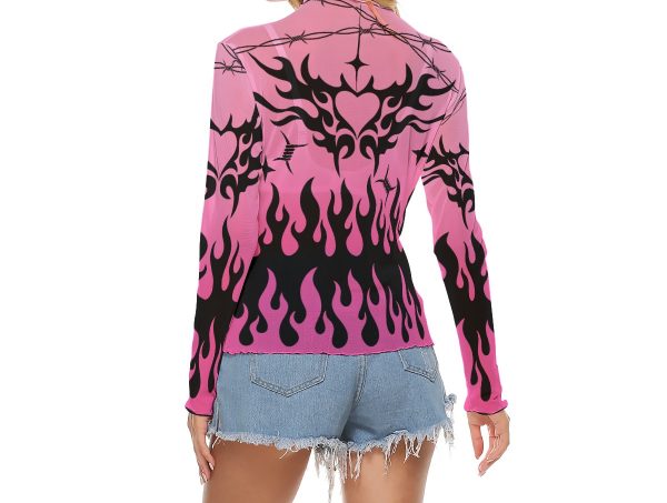 Chained Hearts Mesh Top Pink - Image 4