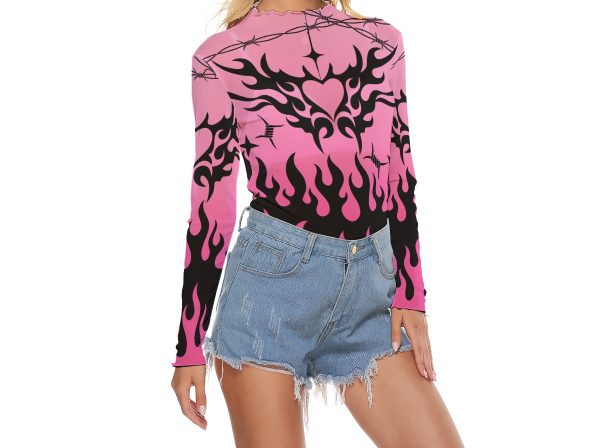 Chained Hearts Mesh Top Pink - Image 2