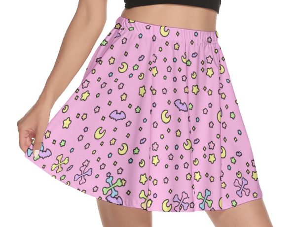 Spooky Bones Pink Skirt