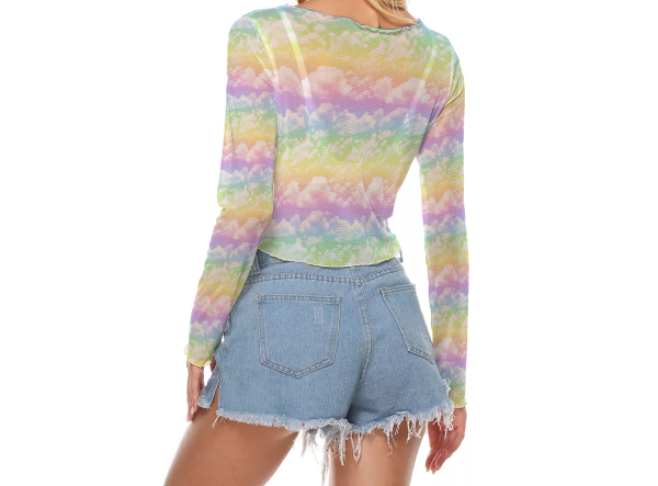 Rainbow clouds crop top Mesh - Image 3