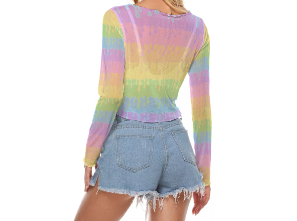 Rainbow Slime crop top Mesh - Image 3