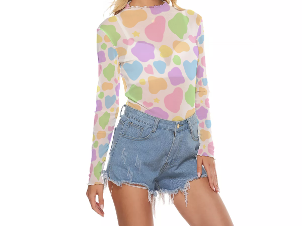 Pastel cow long top Mesh - Image 2