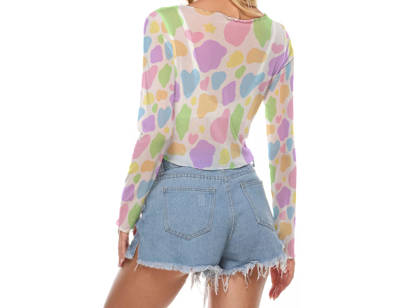Pastel Cow crop top Mesh - Image 3