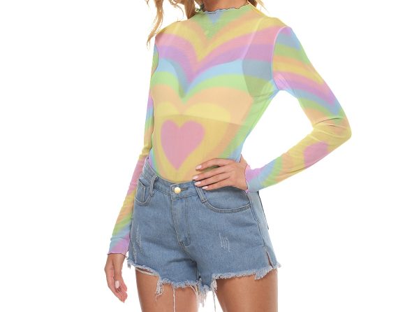 Rainbow heart Mesh Long top - Image 3
