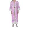 Pink rainbow  Long Satin Kimono Robe