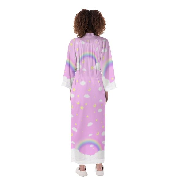Pink rainbow  Long Satin Kimono Robe - Image 4