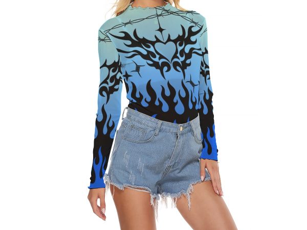 Chained Hearts Mesh Top Blue - Image 2