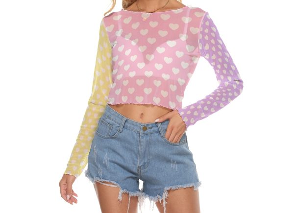 Heart block crop Mesh top