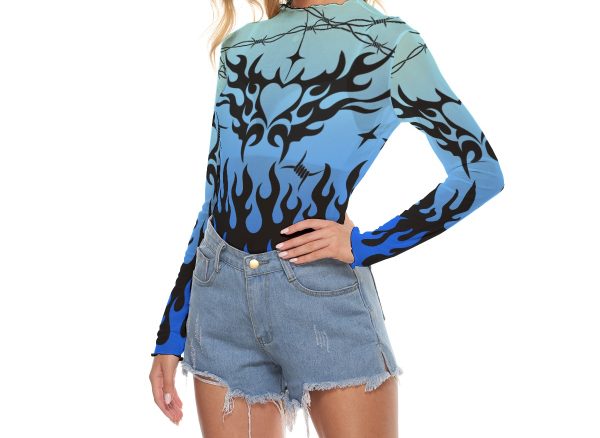 Chained Hearts Mesh Top Blue - Image 3