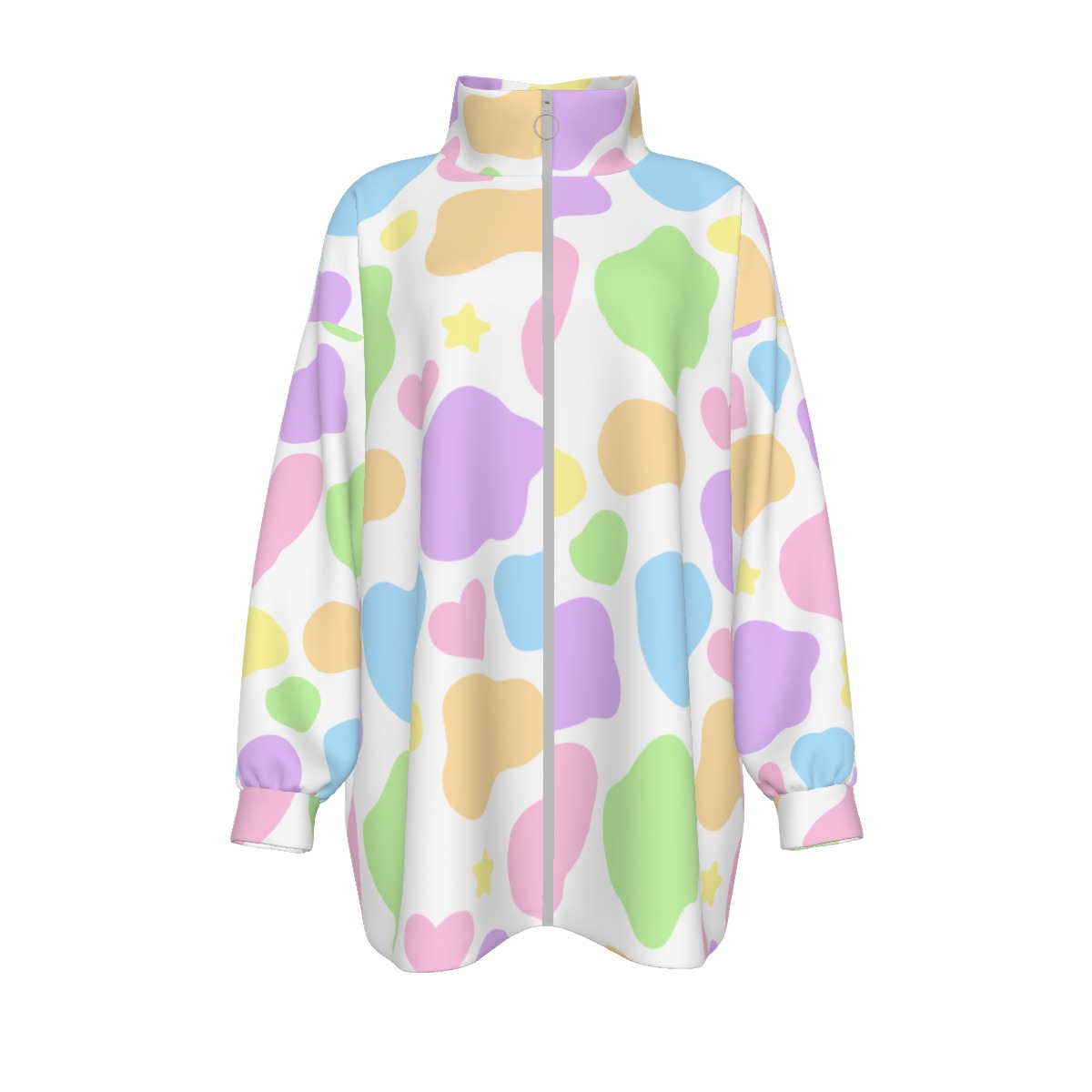 Pastel Cow Plussize Fleece Jacket