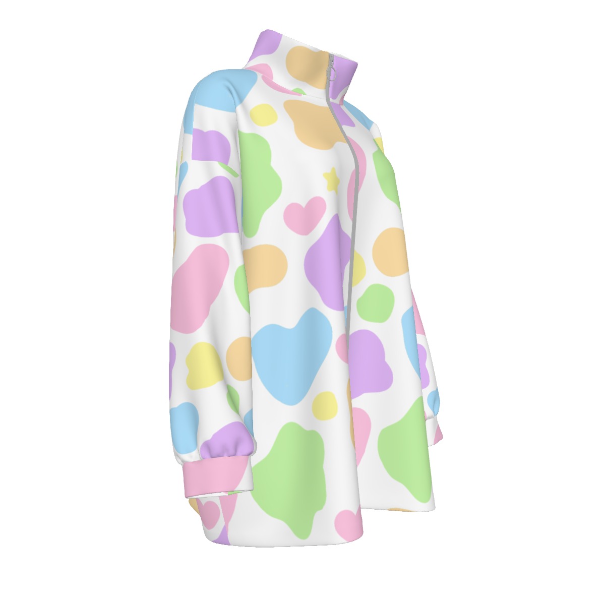 Pastel Cow Plussize Fleece Jacket - Image 3