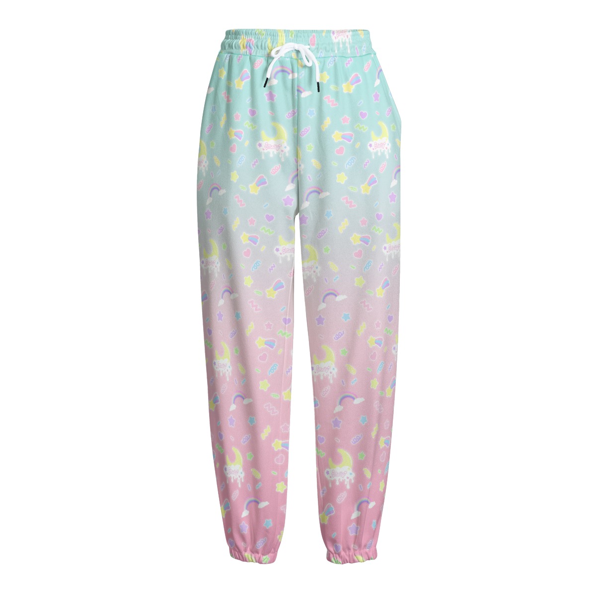 Pink & Blue Gradient Melty print Unisex Knitted Fleece Pants