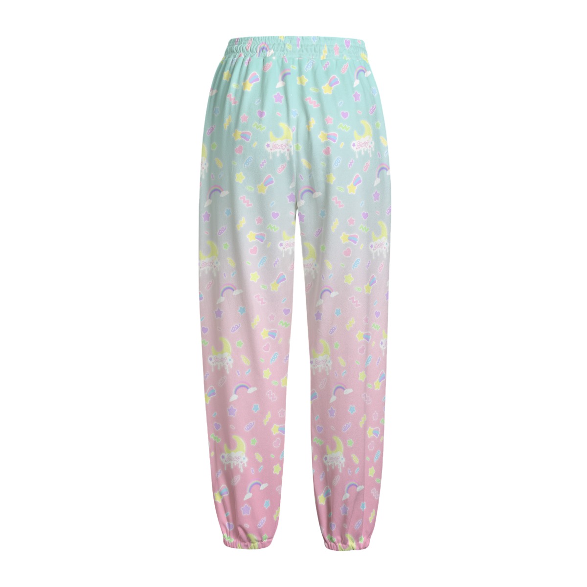 Pink & Blue Gradient Melty print Unisex Knitted Fleece Pants - Image 2