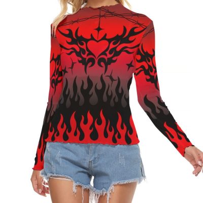 Chained Hearts Mesh Top Red