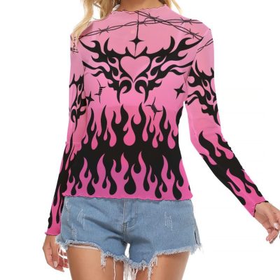 Chained Hearts Mesh Top Pink
