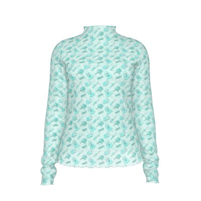 Ghost face Turquoise Mesh Top