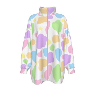 Pastel Cow Plussize Fleece Jacket