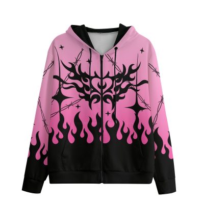 Chained Hearts Pink Zipper Hoodie