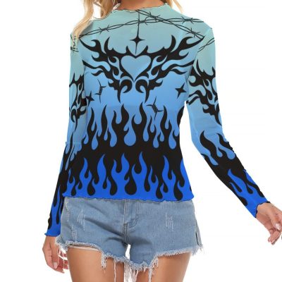 Chained Hearts Mesh Top Blue