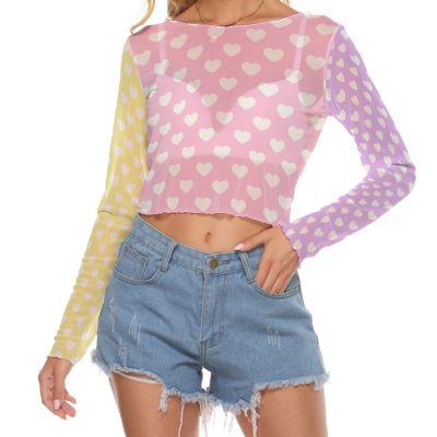 Heart block crop Mesh top