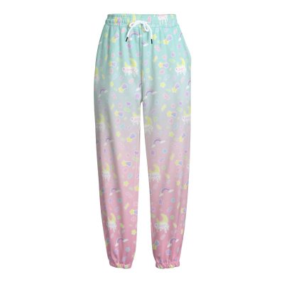 Pink & Blue Gradient Melty print Unisex Knitted Fleece Pants