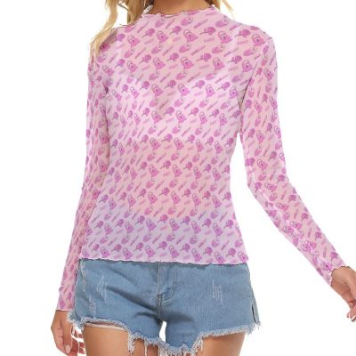 Ghost face pink Mesh Top