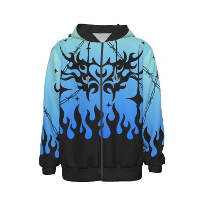 Chained Hearts Blue Zipper Hoodie