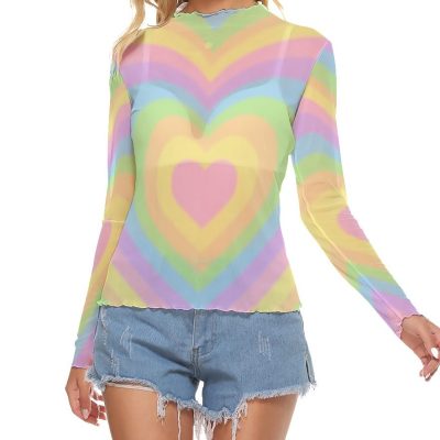 Rainbow heart Mesh Long top