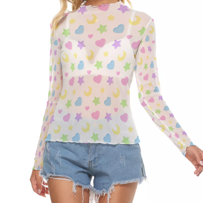 Stars, moons and hearts long top mesh