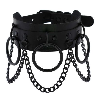 Triple ring choker With black chains