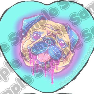 Pug heart Badge turquoise