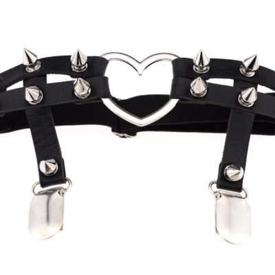 Spiked heart leg garters!