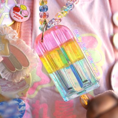 Giant Popsicle Rainbow Chain Necklace! Pink x Yellow x Blue